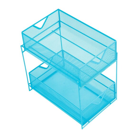 Mind Reader Blue Metal Mesh 2-Drawer Organizer - Picture 4 of 4
